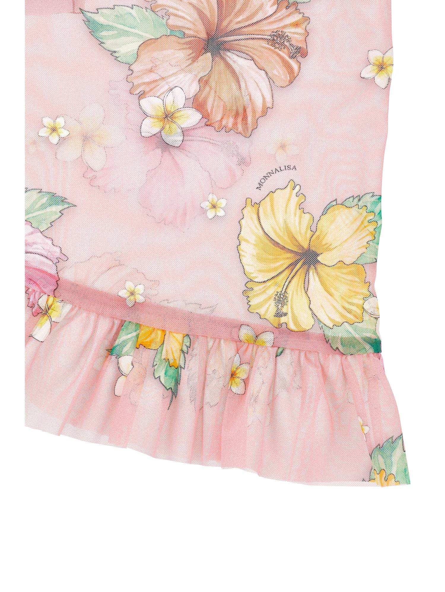 Pareo per bambina Monnalisa x Disney rosa con stampa grafica floreale 11H030 8658 0093 MONNALISA KIDS 