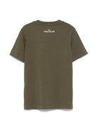 T-shirt con stampa per bambino Stone Island Junior verde con girocollo K1S162100010S0128 V0054 STONE ISLAND JUNIOR 