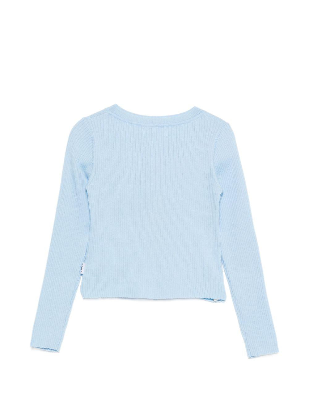 Cardigan per bambina Molo azzurro maniche lunghe a coste Giselle 2S26K308 5637 MOLO KIDS 