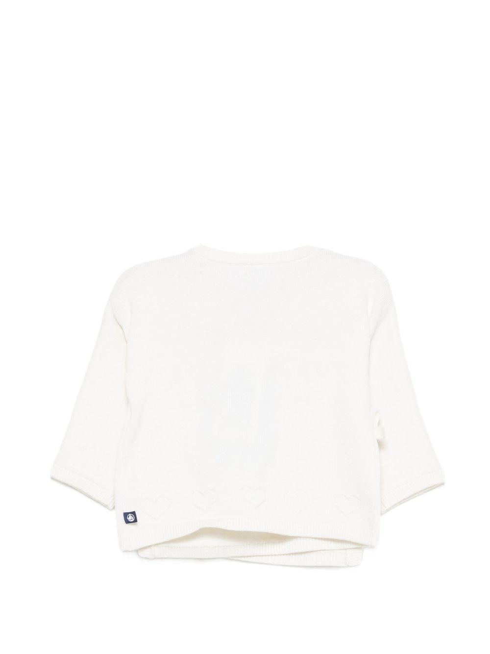 Cardigan per neonata Petit Bateau Kids bianco con ricamo cuori sul davanti A0GNS 03 PETIT BATEAU KIDS 