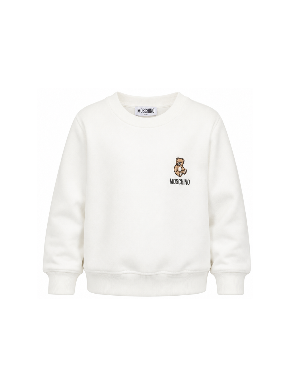 Felpa per bambini Moschino Kids bianca con ricamo Teddy bear HUF0A9LCA40 10063 MOSCHINO KIDS 