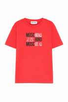 T-shirt per basmbino Moschino Kids rossa con stampa grafica H5M05GLAA23 50109 MOSCHINO KIDS 