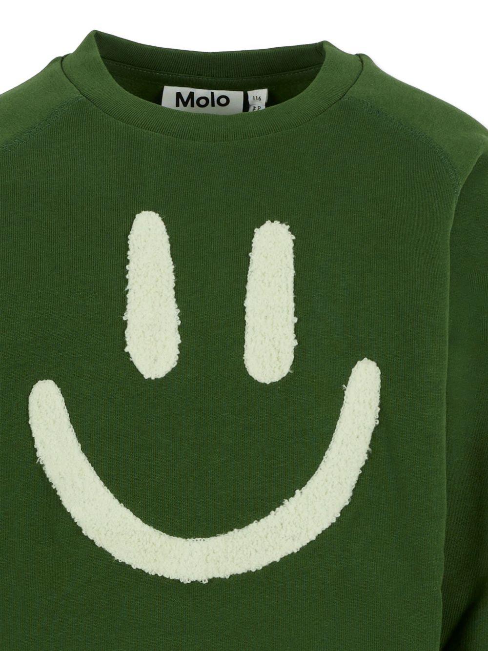 Felpa per bambino Molo verde con stampa smiley 6W25J201 5533 MOLO 