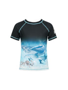 T-shirt anti UV per bambino Molo nera con stampa grafica 8S26P204 5213 MOLO KIDS 