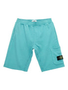 Bermuda per bambino Stone Island Junior azzurro con applicazione K1S166200006S0040 V0042 STONE ISLAND JUNIOR 