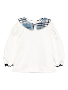 Camicia per bambina A'lapage bianca con colletto a motivo scozzese AL22 OFF WHITE A'LAPAGE 