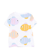 T-shirt per neonati Stella McCartney Kids bianca con stampa grafica pesciolini TY8081 Z3573 100MC STELLA McCARTNEY KIDS 
