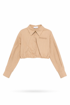 Camicia per bambina Pinko Kids beige con logo ricamato sul davanti KFCA0330CA029 6023 PINKO KIDS 