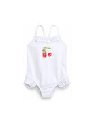 Costume intero per neonata Moschino Kids bianco con ruches MBL00GLKA11 10101 MOSCHINO KIDS 