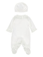 Set tutina e cappello per neonata Monnalisa bianco con dettagli fiori 35G503 7010 0001 MONNALISA KIDS 