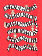 T-shirt per bambini Moschino Kids rossa con stampa logo ondulata HXM05GLAA52 50109 MOSCHINO KIDS 