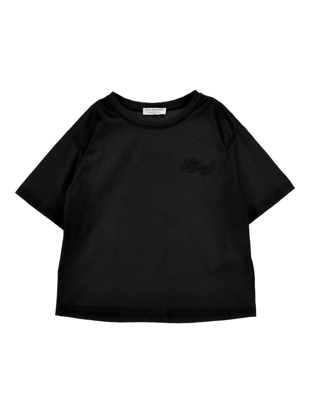 T-shirt per bambina Philosophy di Lorenzo Serafini Kids nera con logo ricamato sul davanti I1G609 7206 0050 PHILOSOPHY KIDS 