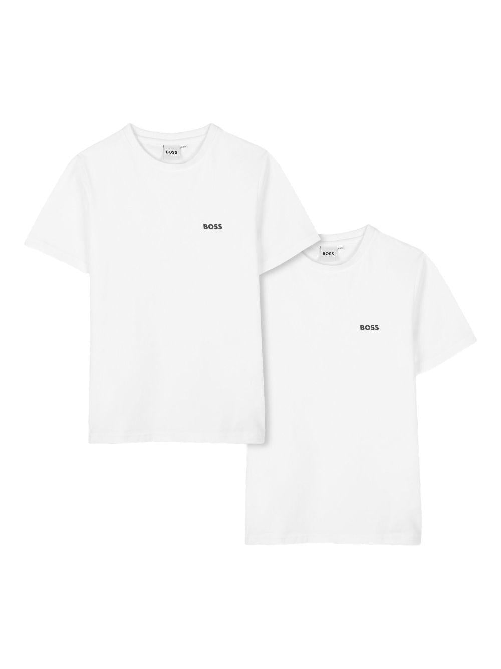 Set di due t-shirt per bambino Boss Kids bianche con logo sul davanti J52680 10P BOSS KIDS 