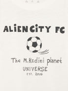 T-shirt per bambino Mini Rodini bianca con scritta "Alien city FC" sul davanti 26220117 OFF WHITE MINI RODINI KIDS 