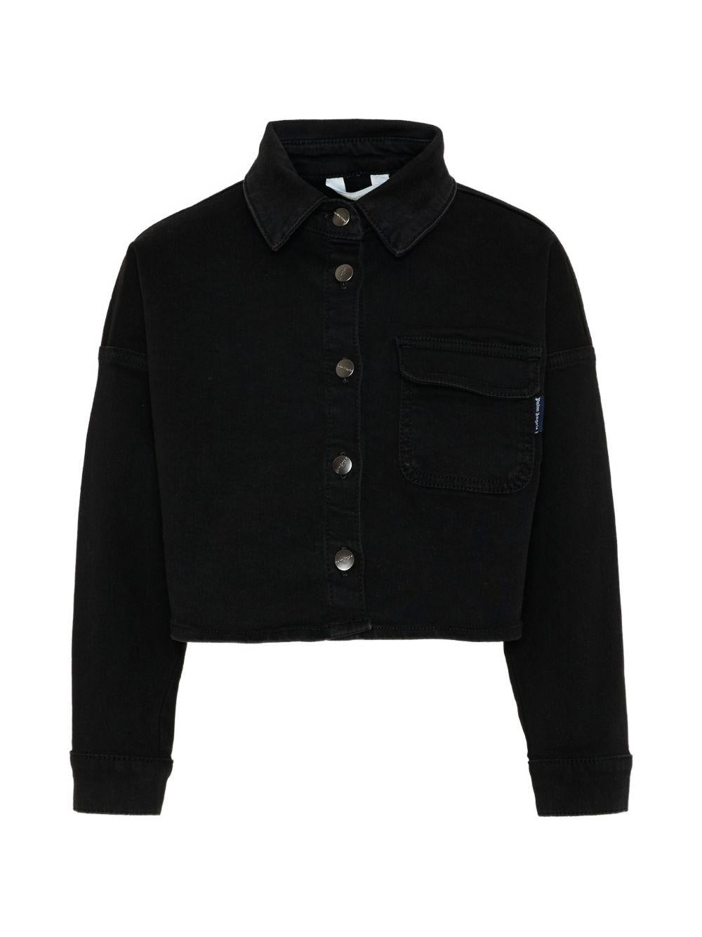 Giacca per bambina Palm Angels Kids nera con colletto PGGE007S26FAB001 110 PALM ANGELS KIDS 