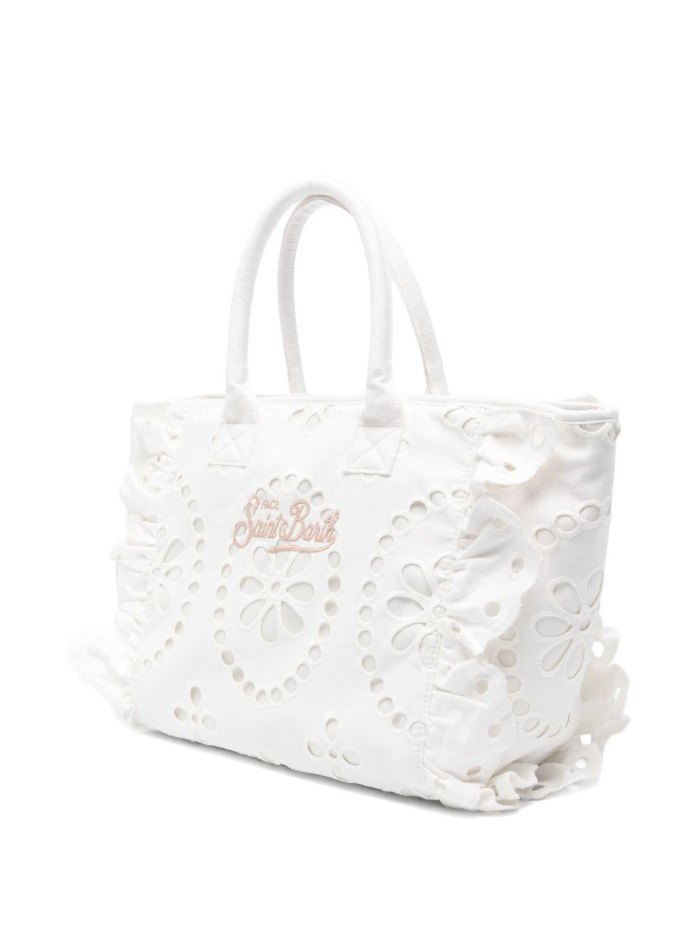 Borsa con bordo arricciato MC2 Saint Barth bianca in pizzo sangallo VANI0029 09063L MC2 ST. BARTH KIDS 