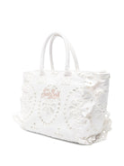 Borsa con bordo arricciato MC2 Saint Barth bianca in pizzo sangallo VANI0029 09063L MC2 ST. BARTH KIDS 