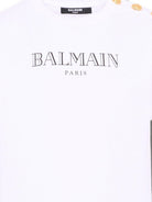 T-shirt per bambino Balmain Kids bianca con stampa logo sul davanti BZ8H51 Z3672 100NE BALMAIN KIDS 