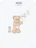 Felpa per neonati Moschino Kids bianca con stampa grafica Teddy Bear MUF069LCA19 10101 MOSCHINO KIDS 