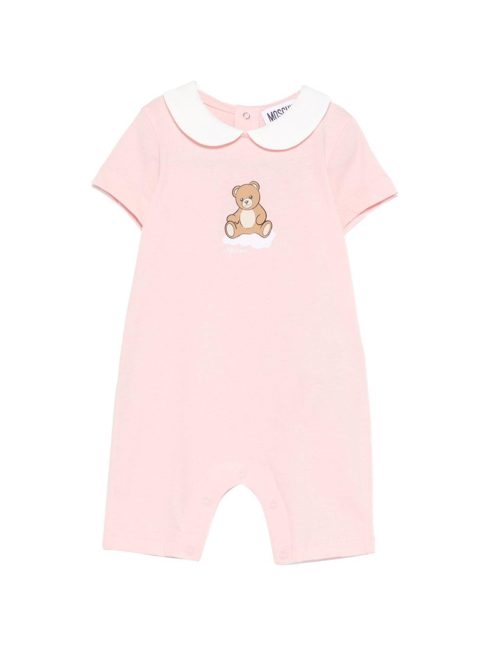 Tutina per neonati Moschino Kids rosa con stampa Teddy Bear su nuvola MUT04NLAA03 50209 MOSCHINO KIDS 