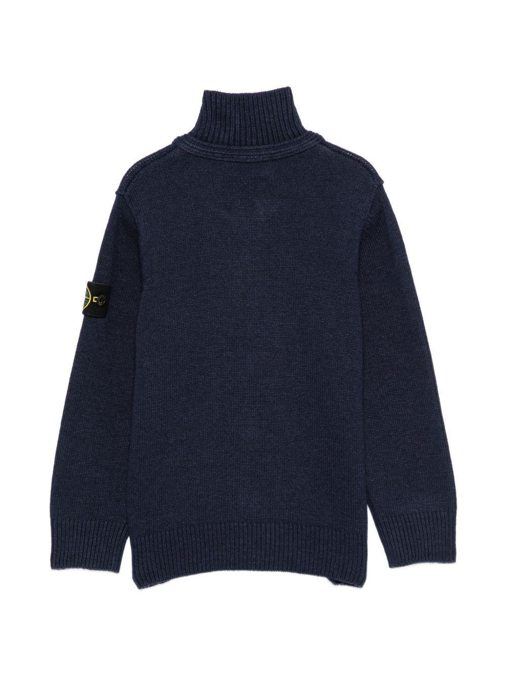 Maglione per bambino Stone Island Kids blu a collo alto L2S165100003S00M1 V0020 STONE ISLAND KIDS 
