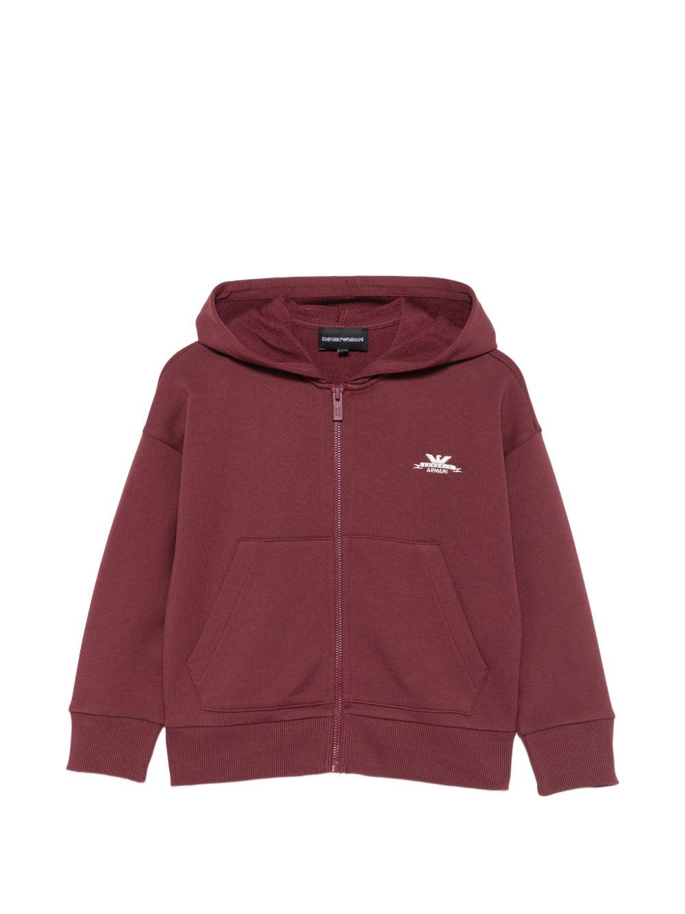 Felpa per bambino Emporio Armani Kids bordeaux con patch del logo sul retro EB001391 AF26020 UA343 EMPORIO ARMANI KIDS 