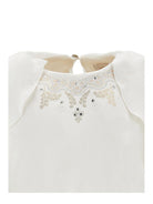 Set 2 pezzi per bambina Monnalisa beige con decorazione sullo scollo 71G502RM 7676 0170 MONNALISA KIDS 