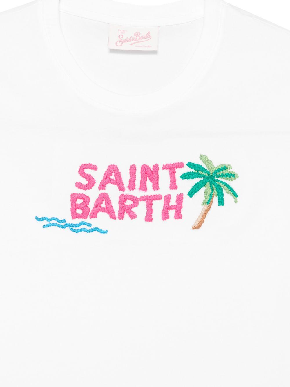 T-shirt da donna MC2 Saint Barth bianca con dettaglio logo ricamato EMI0001 09102L MC2 ST. BARTH 