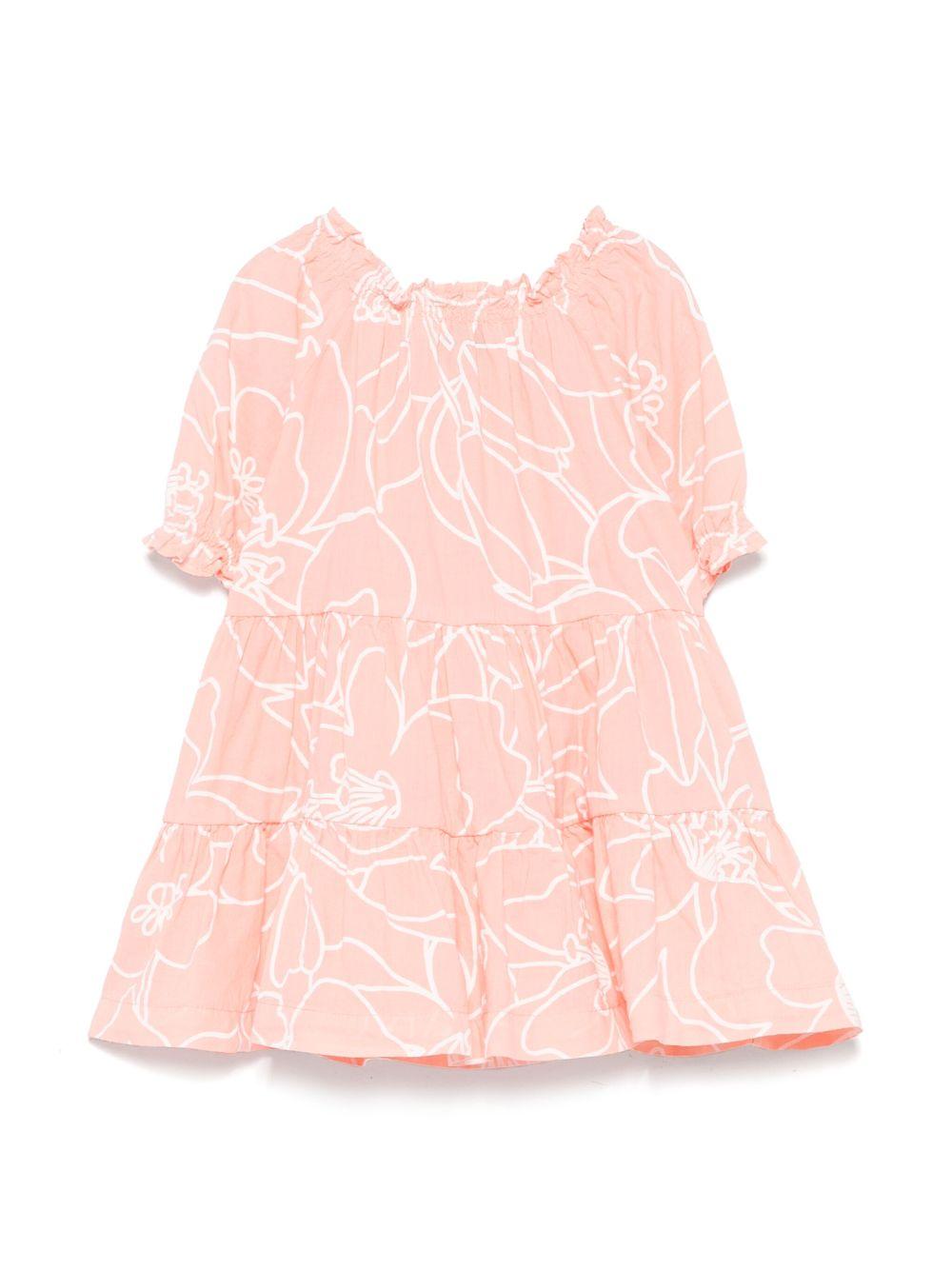 Abito con stampa a fiori per neonata Il Gufo rosa con scollo increspato P25VM786C6068NB 249 IL GUFO KIDS 