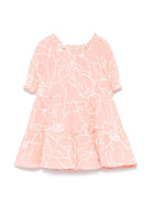 Abito con stampa a fiori per neonata Il Gufo rosa con scollo increspato P25VM786C6068NB 249 IL GUFO KIDS 