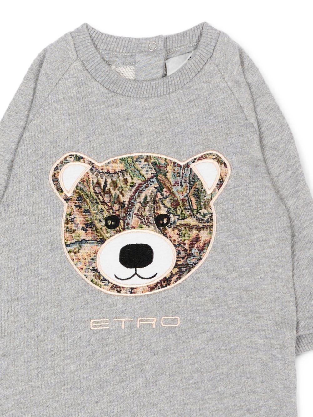Tutina per neonati Etro Kids grigia con ricamo orsetto sul davanti GZB540 Z3188 806 ETRO KIDS 