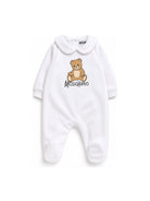 Tutina per neonati Moschino Kids bianca con dettaglio Teddy Bear M5Y037LCA40 10101 MOSCHINO KIDS 