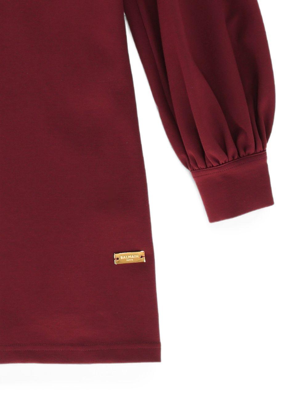 Abito per bambina Balmain Kids rosso con placca logo color oro BZ1B00 J0371 530OR BALMAIN KIDS 