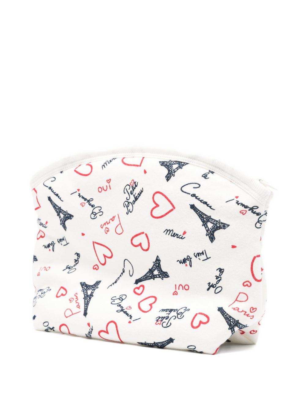 Trousse per trucco Petit Bateau bianca con motivo a cuori A0FTR 01 PETIT BATEAU 