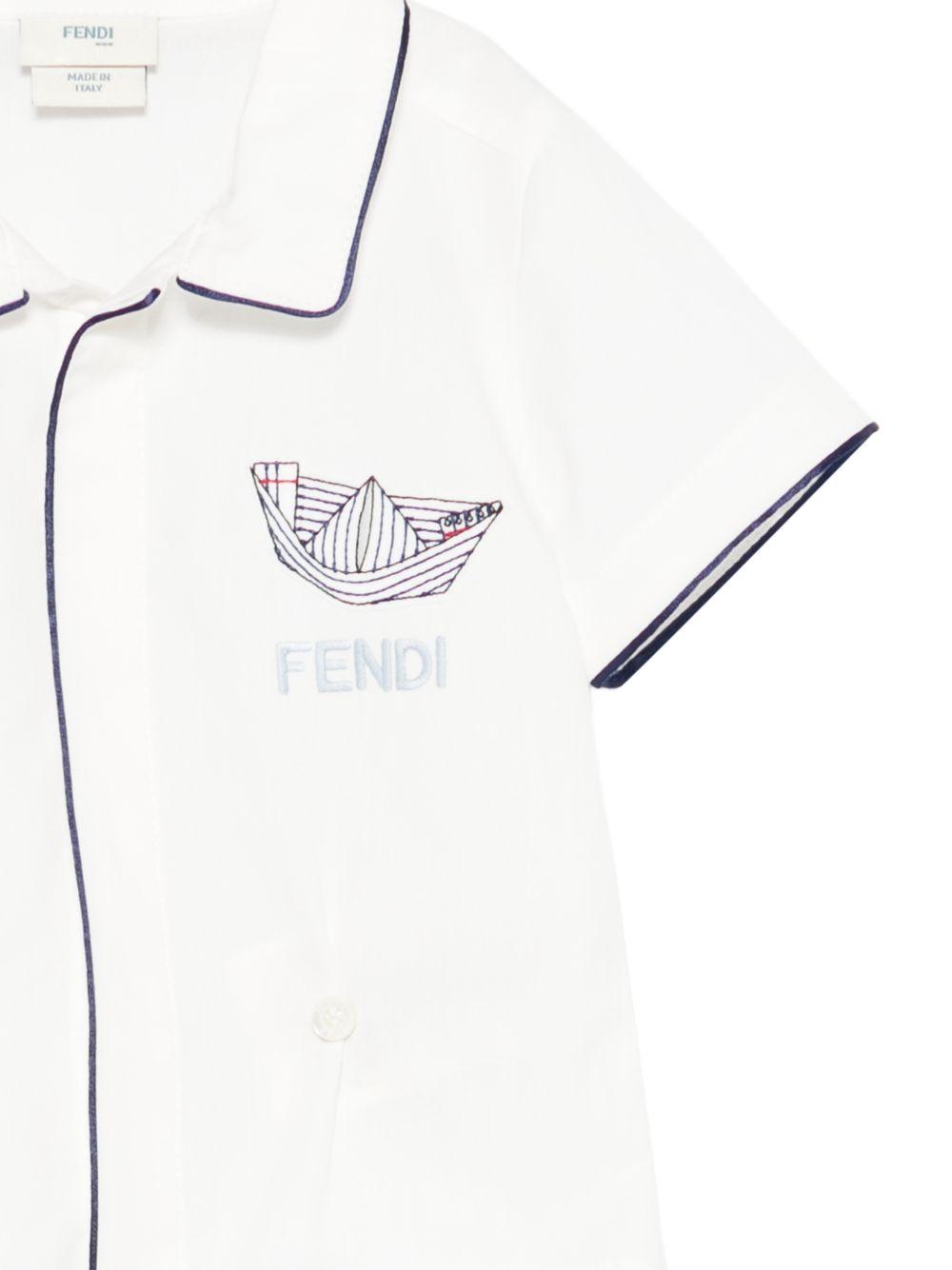 Completo camicia e shorts per neonato Fendi Kids multicolore con logo sul davanti BML166 AVWO F1PEY FENDI KIDS 