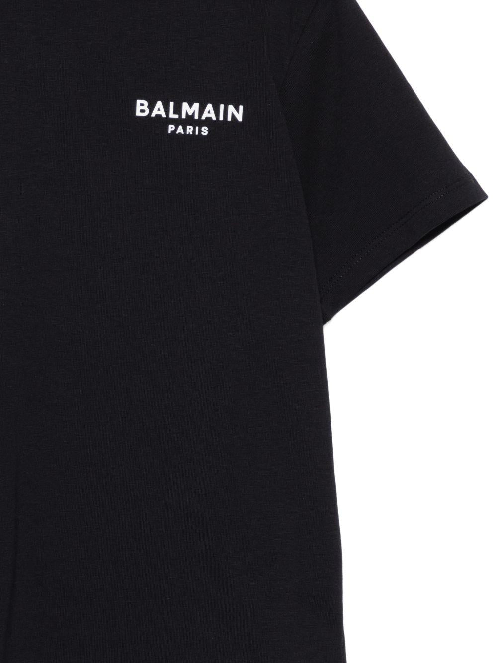 T-shirt per bambino Balmain Kids nera con logo sul davanti BY8R31 Z3672 930BC BALMAIN KIDS 