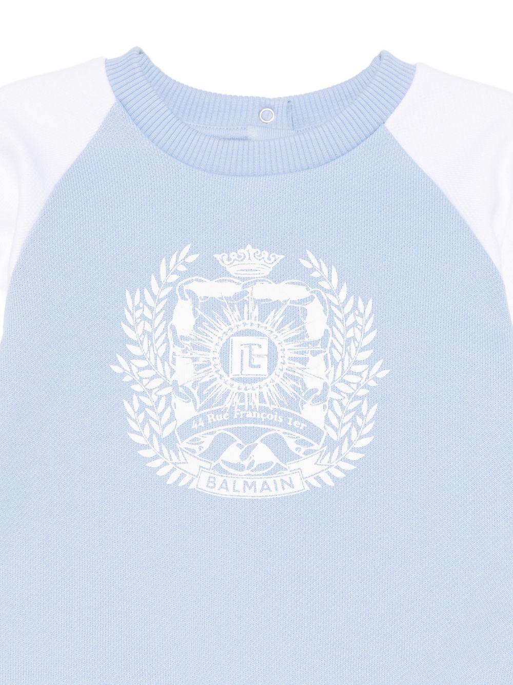 Felpa per neonato Balmain Kids azzurro con stampa grafica BY4530 Z3183 652BC BALMAIN KIDS 