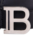 Cintura in pelle bambino Balmain Kids nera con placca logo BX0P21 Z1371 930AG BALMAIN KIDS 