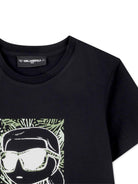 T-shirt per bambino Karl Lagerfeld Kids nera con stampa Karl sul davanti Z31094 09B KARL LAGERFELD KIDS 