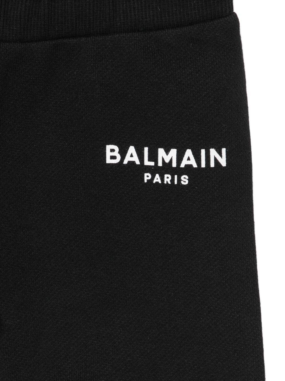Pantaloni per neonati Balmain Kids neri con logo sul davanti BY6610 Z3183 930BC BALMAIN KIDS 