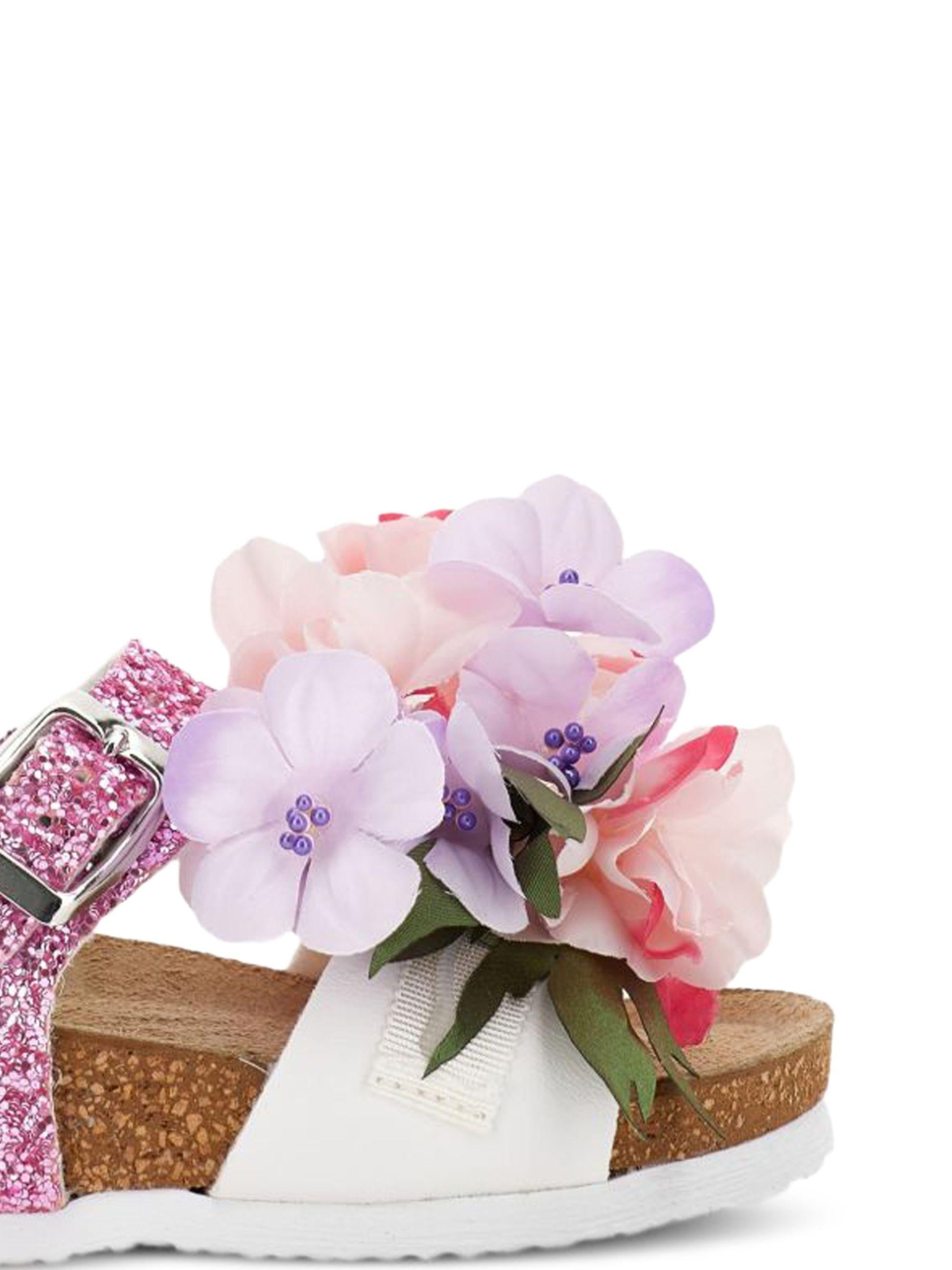 Sandali per bambina Monnalisa bianco e rosa con dettaglio glitter 8CG010 7708 0090 MONNALISA KIDS 