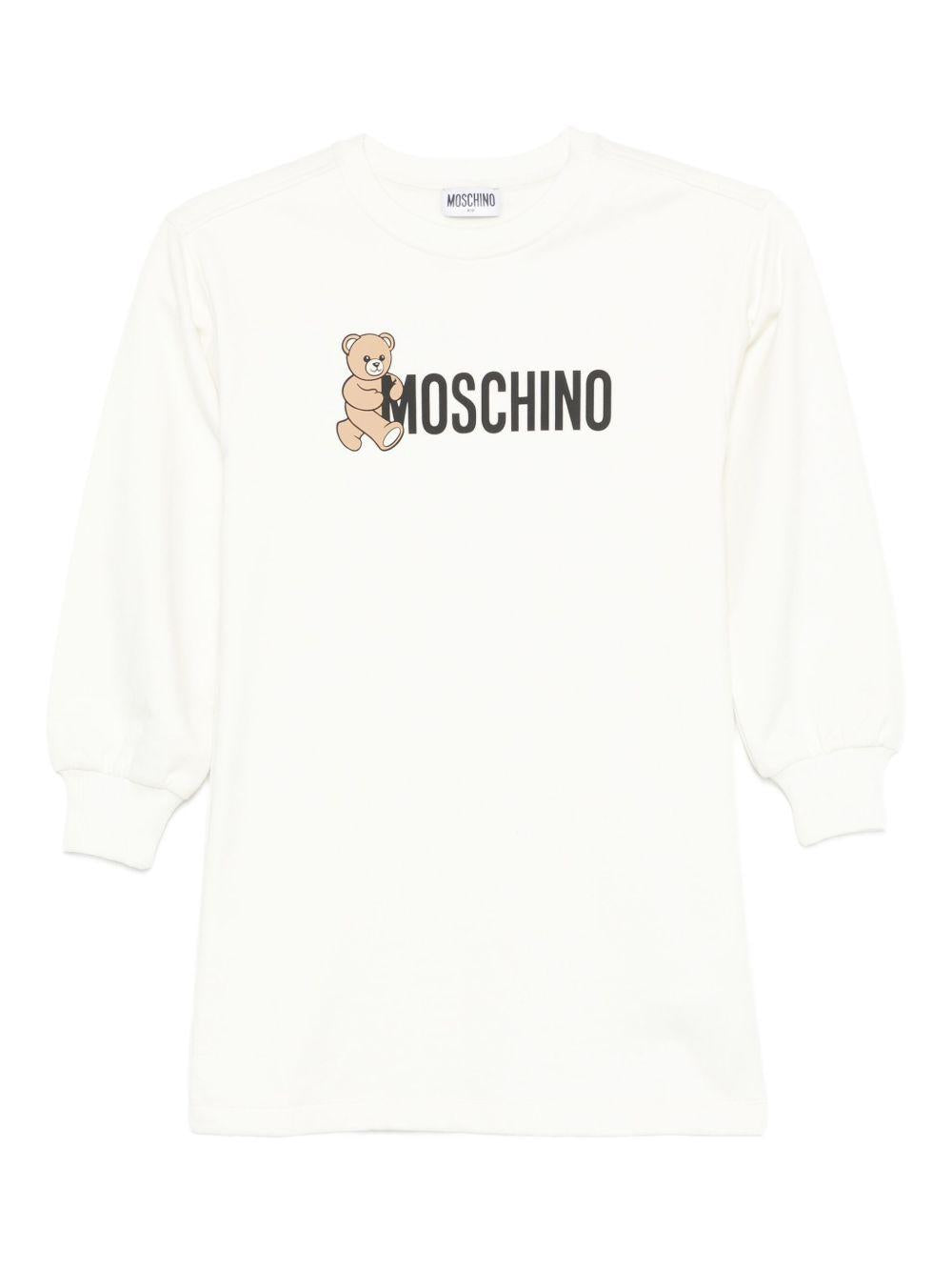 Abito per bambina Moschino Kids bianco con stampa Teddy Bear HDV0GYLCA83 10063 MOSCHINO KIDS 