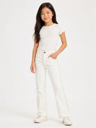 Pantaloni per bambina Stella McCartney Kids bianchi con dettaglio frange sui lati TZ6A50 Z0156 101 STELLA McCARTNEY KIDS 