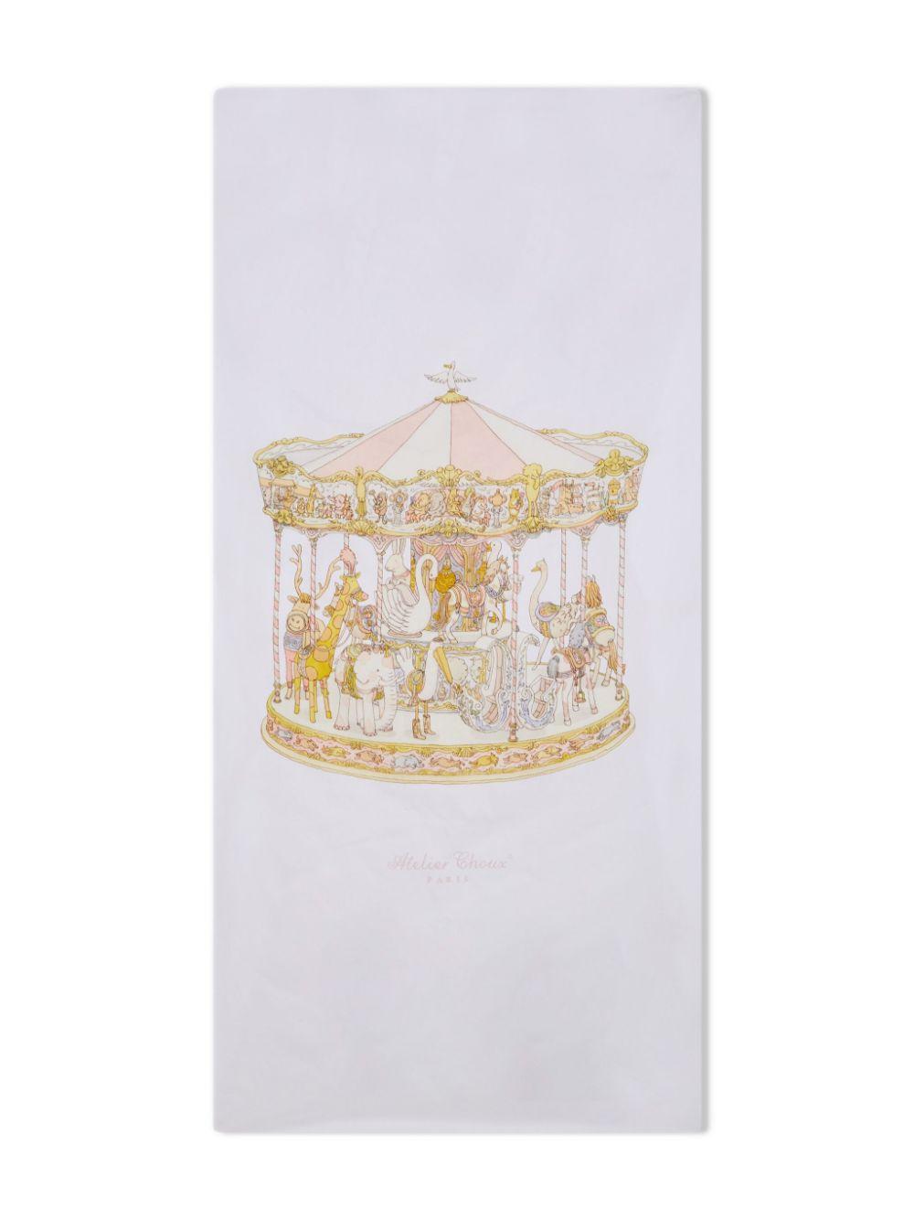 Lenzuolo con stampa illustrazione per neonato Atelier Choux bianco con orlo elasticizzato FS-CS-CAR P-CR ATELIER CHOUX PARIS KIDS 