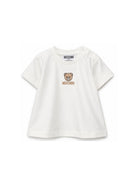 T-shirt per neonati Moschino Kids bianca con applicazione Teddy Bear MYM047LAA23 10063 MOSCHINO KIDS 