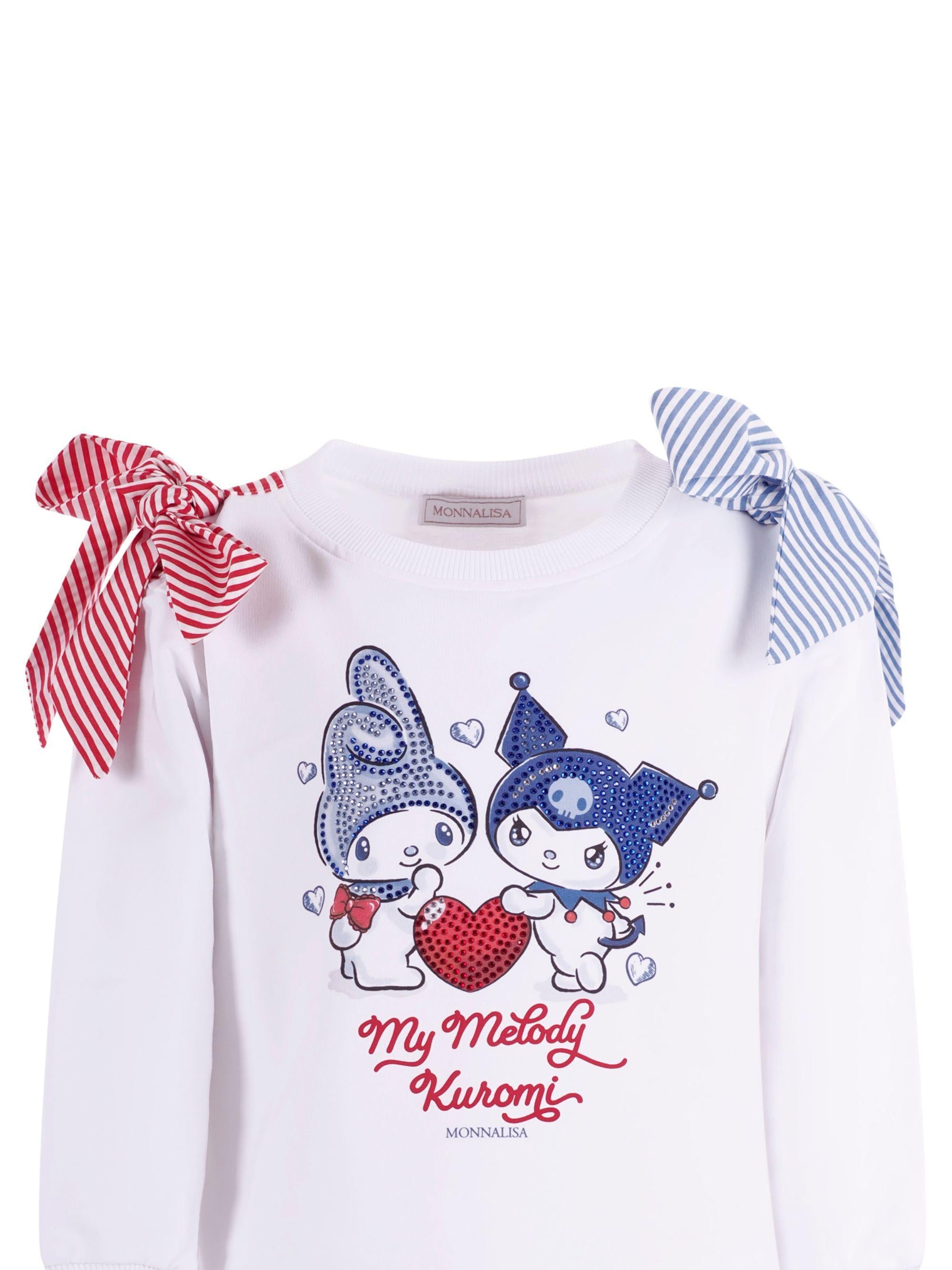 Abito per bambina Monnalisa bianca con stampa grafica sul davanti 19G907 7012 0099 MONNALISA KIDS 