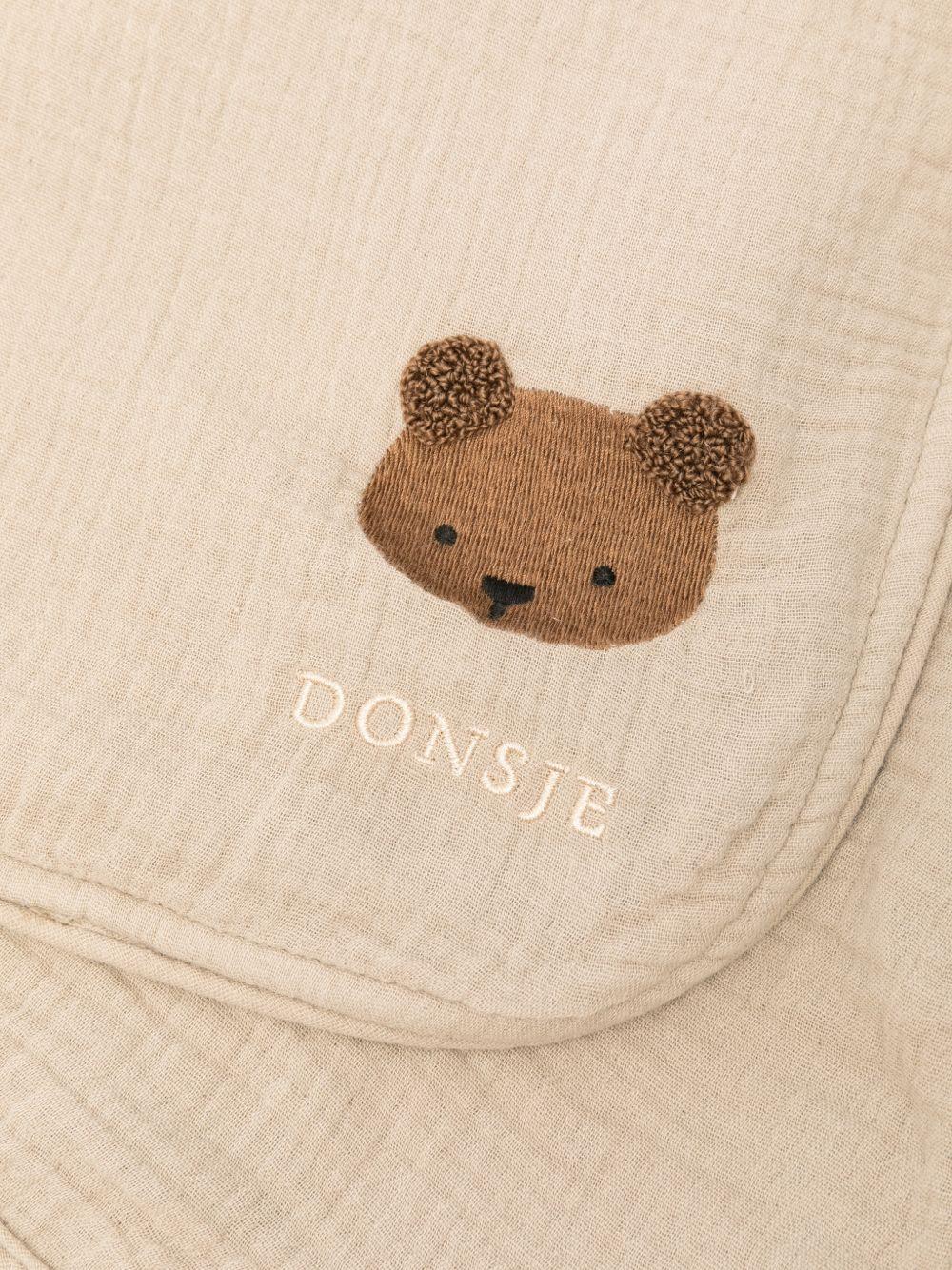 Coperta Plokie per neonati Donsje beige con ricamo orsetto 7100101 00017 DONSJE 
