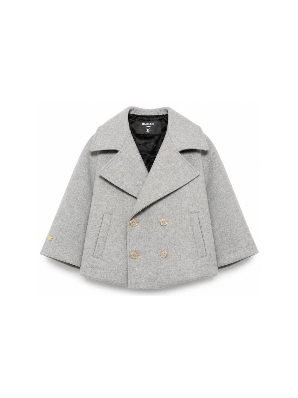 Blazer per bambina Balmain Kids grigio in doppiopetto con maniche ampie BZ2H10 E0254 806OR BALMAIN KIDS 