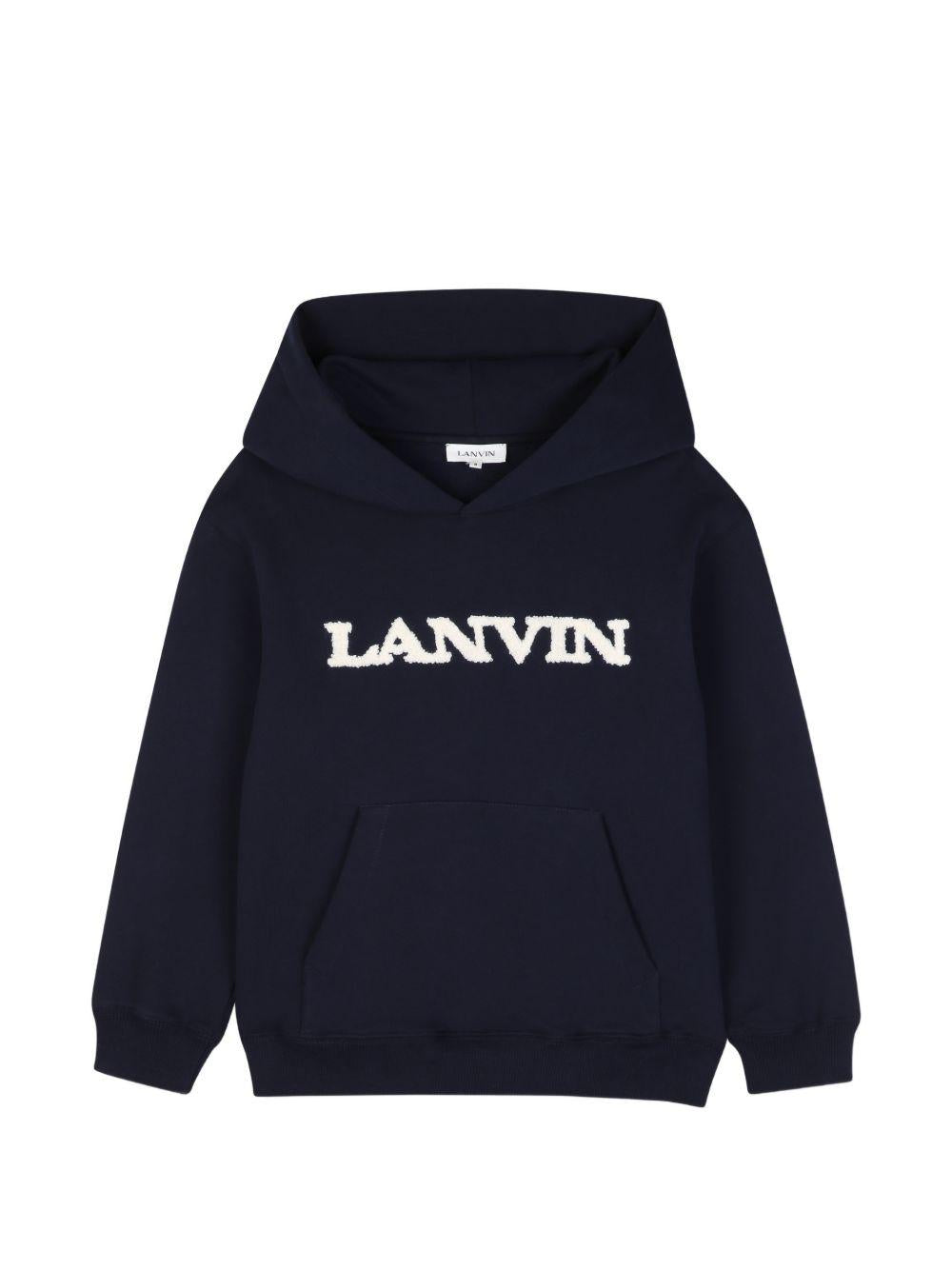 Felpa per bambino Lanvin Kids blu con applicazione logo N30435 855 LANVIN KIDS 