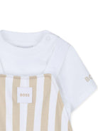 Set t-shirt e salopette per neonato Boss Kids multicolore con design a righe J53038 249 BOSS KIDS 